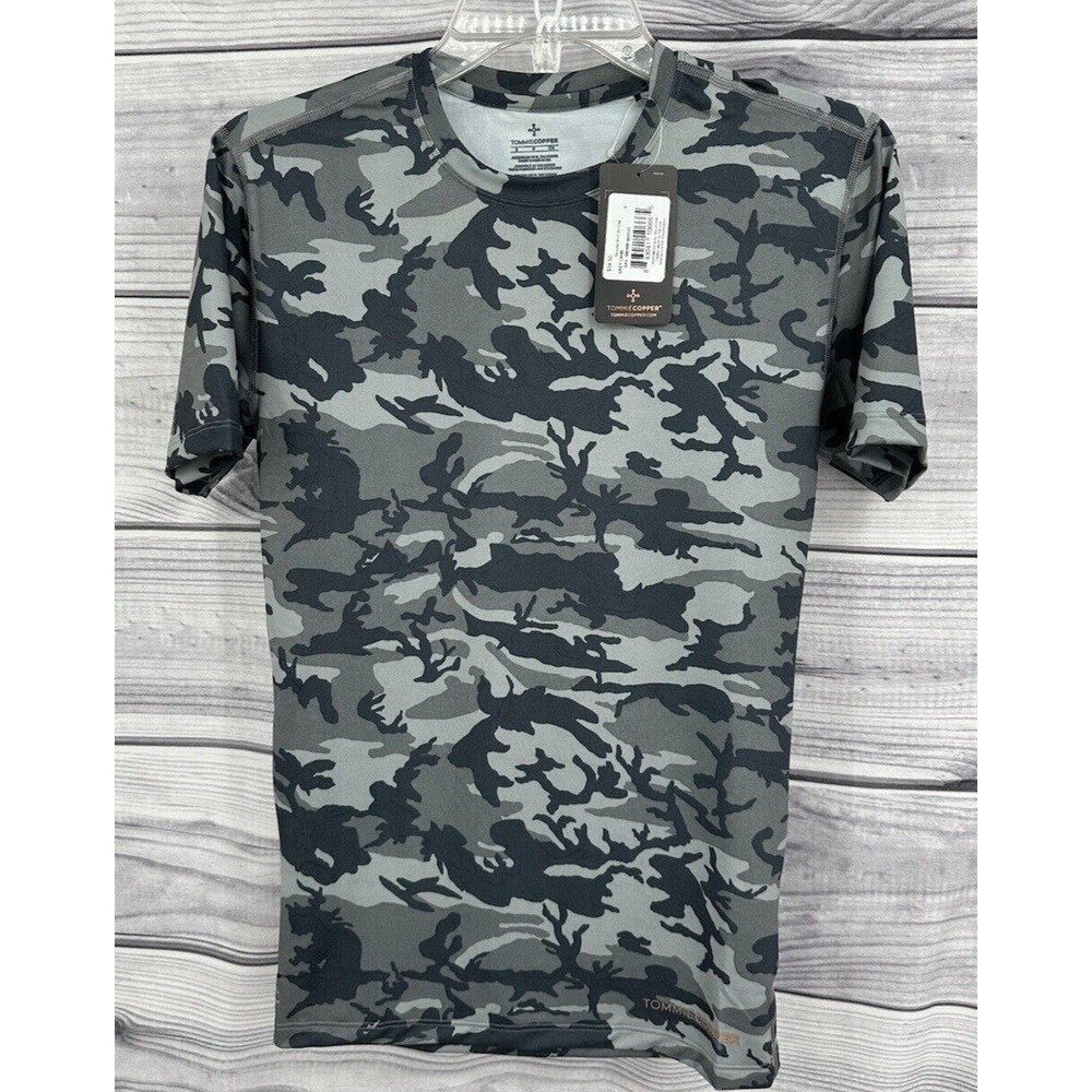 TOMMIE COPPER RECOVERY SHORT SLEEVE CREWNECK COMPRESSION SHIRT  Small  GREY CAMO